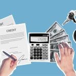 Person signing loan agreement for purchase of apartment